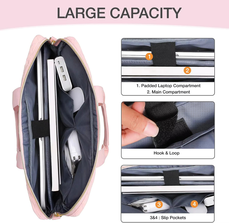 MOSISO Laptop-Umhängetasche für MacBook Air Pro und Notebook von 13 bis 17,3 Zoll in Beige oder Pink - Bild 3