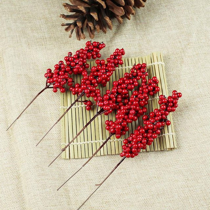 Tooarts Künstliche Weihnachtsbeeren mit Glitzer in Rot als Dekoration für Weihnachten und Hochzeiten - Bild 1