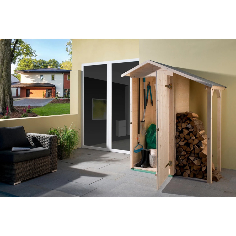 Weka Terrassenschrank aus Massivholz mit Schleppdach in Braun, B/T/H: 168 x 85 x 142 cm - Bild 2