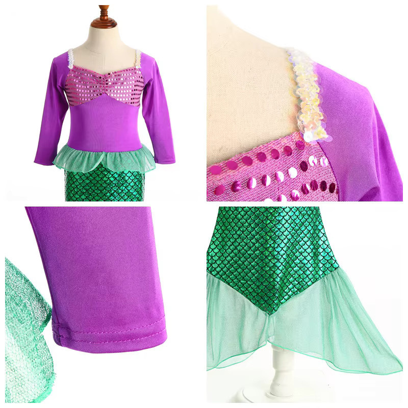 SistersLiu Meerjungfrau Kostüm, Lila, Langarm, Prinzessin, Textil - Bild 2