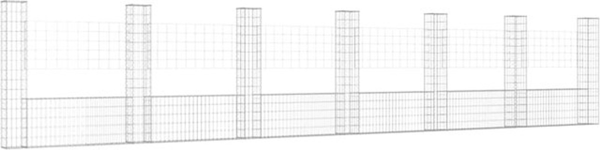 Vidaxl Gabionenkorb in U-Form aus Metall mit 7 Säulen, Farbe: Silber, B/T/H: 740 x 20 x 150 cm - Bild 1