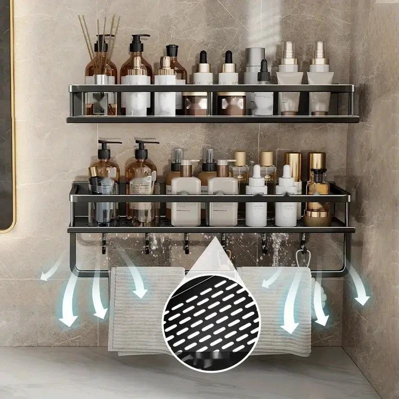 Bestbags Badezimmerregal aus Aluminiumlegierung in Matt, Wandmontage ohne Bohren, Organizer für Shampoo und Make-up - Bild 2