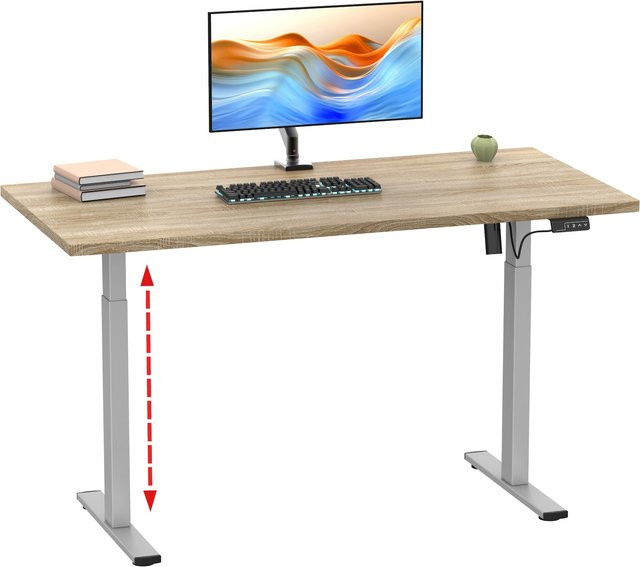 VCM Lona Elektrisch Höhenverstellbarer Schreibtisch mit Memory-Funktion, B: 110 cm, T: 50 cm, Höhe: 71–120 cm - Bild 1