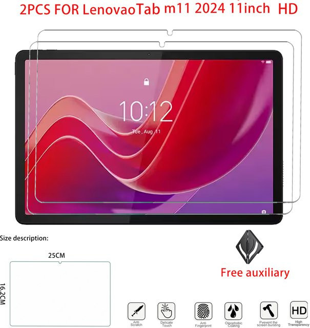 2er-Set Displayschutzfolie aus gehärtetem Glas für Lenovo Tab M11 2024 und Xiaoxinpad 2024 11 Zoll, transparent - Bild 1