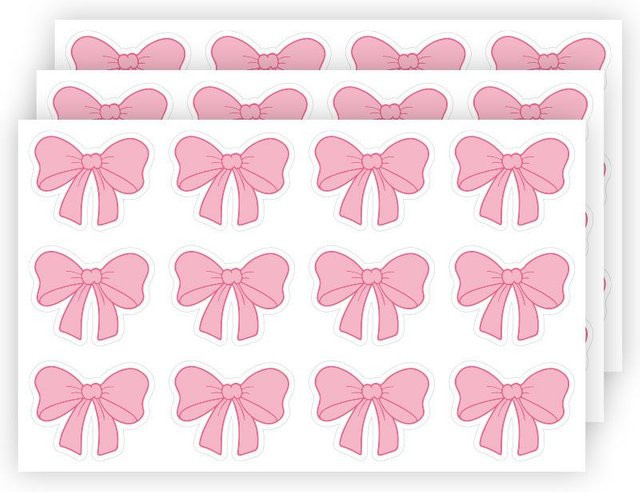 Binchi Outdoor Product Rosa Schleifen Aufkleber Set für Geschenkverpackungen und Scrapbook, 60 Stück - Bild 1