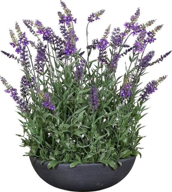 Künstlicher Lavendel von Aplanta in grauer Schale, Höhe: 43 cm - Bild 1