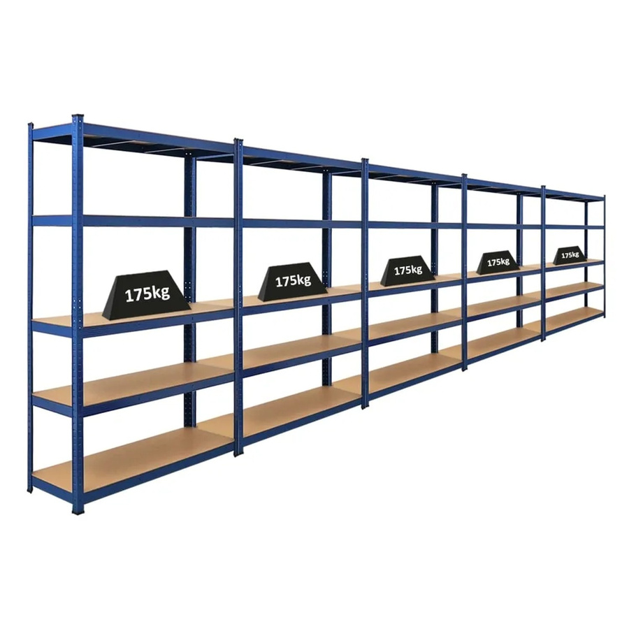 5er Set PROREGAL Schwerlastregal Ragnar in Blau mit verstellbaren Fachböden, H x B x T: 180 x 120 x 40 cm, Fachlast 175 kg, ideal für Werkstatt, Garage oder Keller - Bild 2