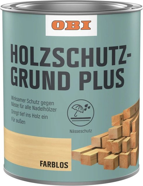 OBI Holzschutzgrund Plus wasserbasierter Holzschutz transparent 750 ml - Bild 1