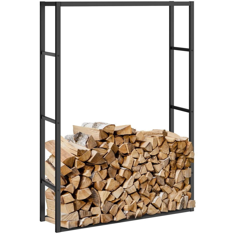 tectake Kaminholzregal im Industrial-Look aus schwarzem Stahl mit Kippschutz, B/T/H: 100,5 x 25 x 150 cm - Bild 3