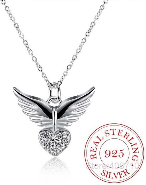 Halskette 925 Silber, Zirkonia, Engel Flügel, Damen, 45cm - Bild 1