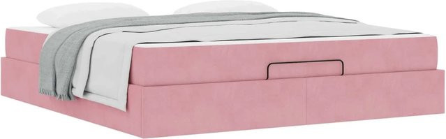 vidaXL Bettgestell mit 2 Matratzen in Rosa aus Samt mit Schubladen B/T/H: 180 x 200 x 43,5 cm - Bild 1