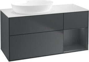 V&B Finion Waschtischunterschrank mit Wandbeleuchtung, Grau lackiert, Breite: 120 cm, Tiefe: 50,1 cm, Höhe: 50,1 cm - Bild 1