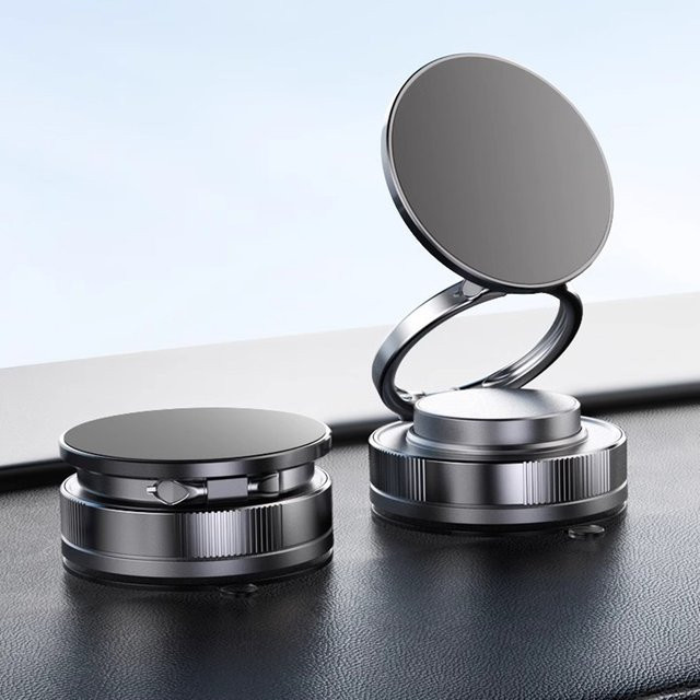 Magnetischer Autotelefonhalter in Schwarz mit Vakuum-Saugnapf und 360 Grad Drehung, faltbare Adsorptions-Telefonhalterung - Bild 1