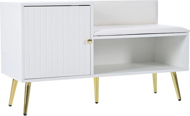 PXloue Schuhbank Schuhkipper mit Stauraum in Weiß, B/T/H: 100 x 38 x 58 cm - Bild 1