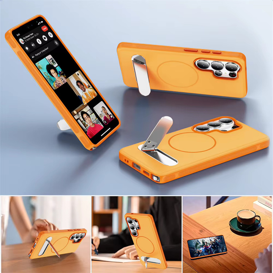 Magnetische und faltbare Schutzhülle für Samsung Galaxy S26 S25 FE S24 S23 Ultra Plus in Orange mit MagSafe-Kompatibilität - Bild 6