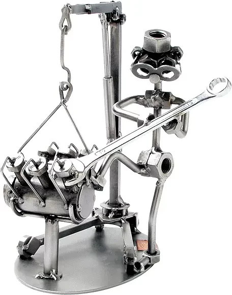 Schraubenmännchen Motortechniker von Hinz & Kunst aus Metall in Silber - Bild 1