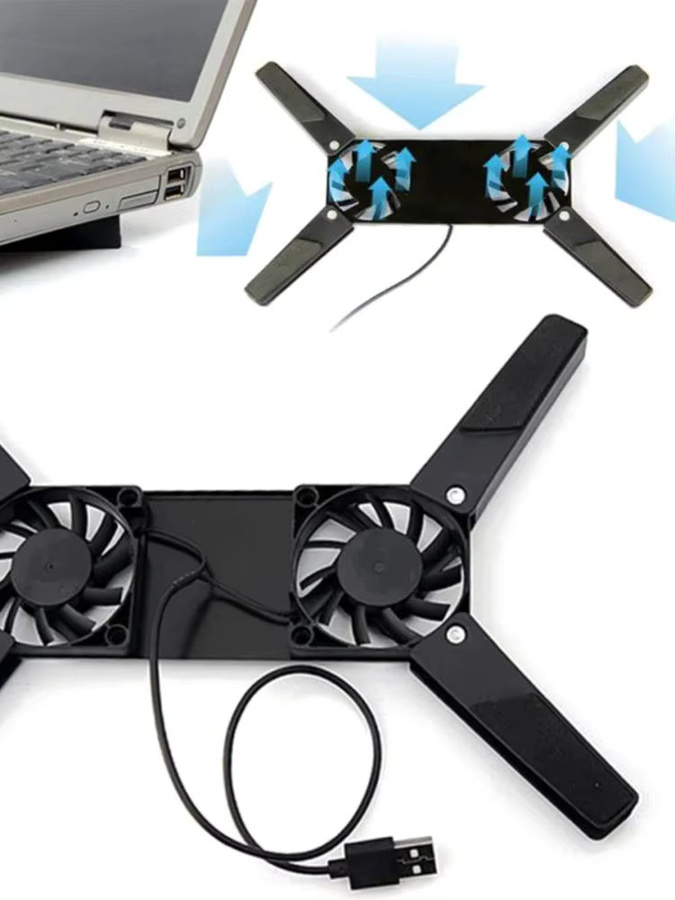 Aumengear Tragbarer gefalteter Laptop-Kühlständer mit 2 Kühlkörpern für 7-15 Zoll Notebooks in Schwarz - Bild 5