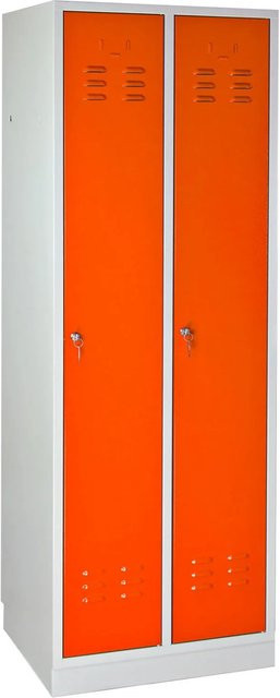 PROREGAL Garderobenschrank Ermine mit 2 Türen, Farbe: Lichtgrau/Orange, H x B x T: 177,5 x 60 x 50 cm - Bild 1