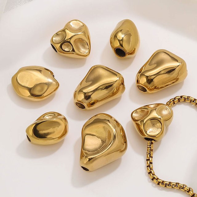 Elomia Charms, Edelstahl, Perle, Herzform, Gold, Damen - Bild 1