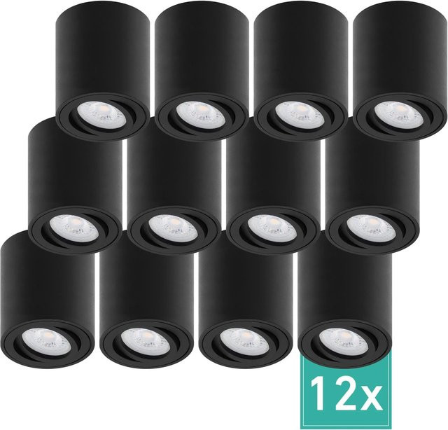 Oktaplex Lile M 12er Set LED-Spots aus Aluminium in Schwarz, dimmbar, warmweiß 2700K - Bild 1