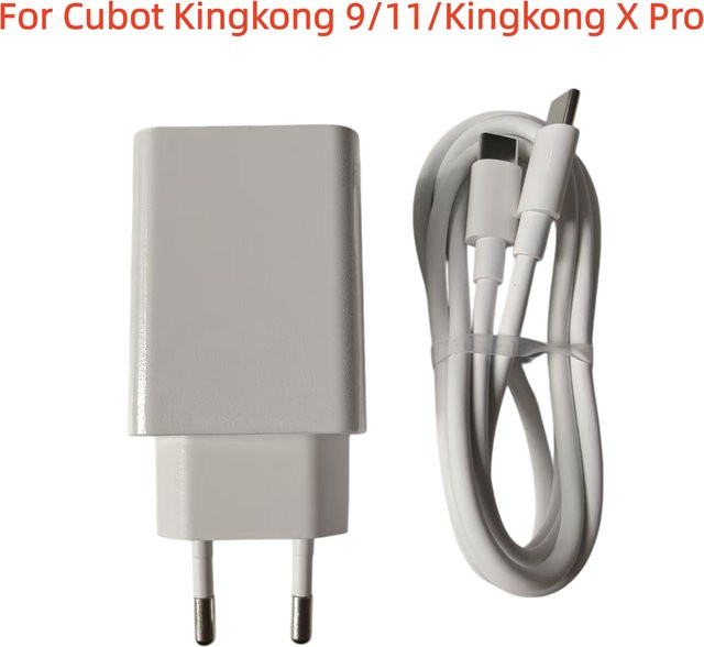 Cubot Kingkong 9 11 Kingkong X Pro Ladegerät Set mit 33W Power Fast Charger Adapter EU-Stecker und Dual Type-C USB-Kabel in Weiß - Bild 1