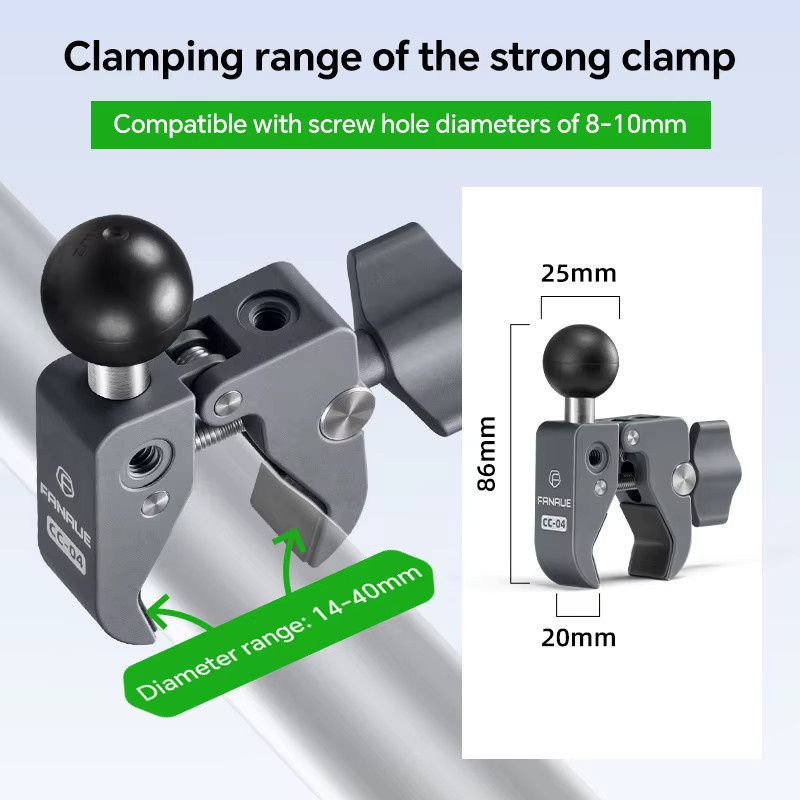 FANAUE Action-Kamerahalterung Gimbal-Stabilisator in Schwarz für DJI Osmo 3, Zubehör für Motorrad, Fahrrad, ATV, UTV und Elektroroller - Bild 5