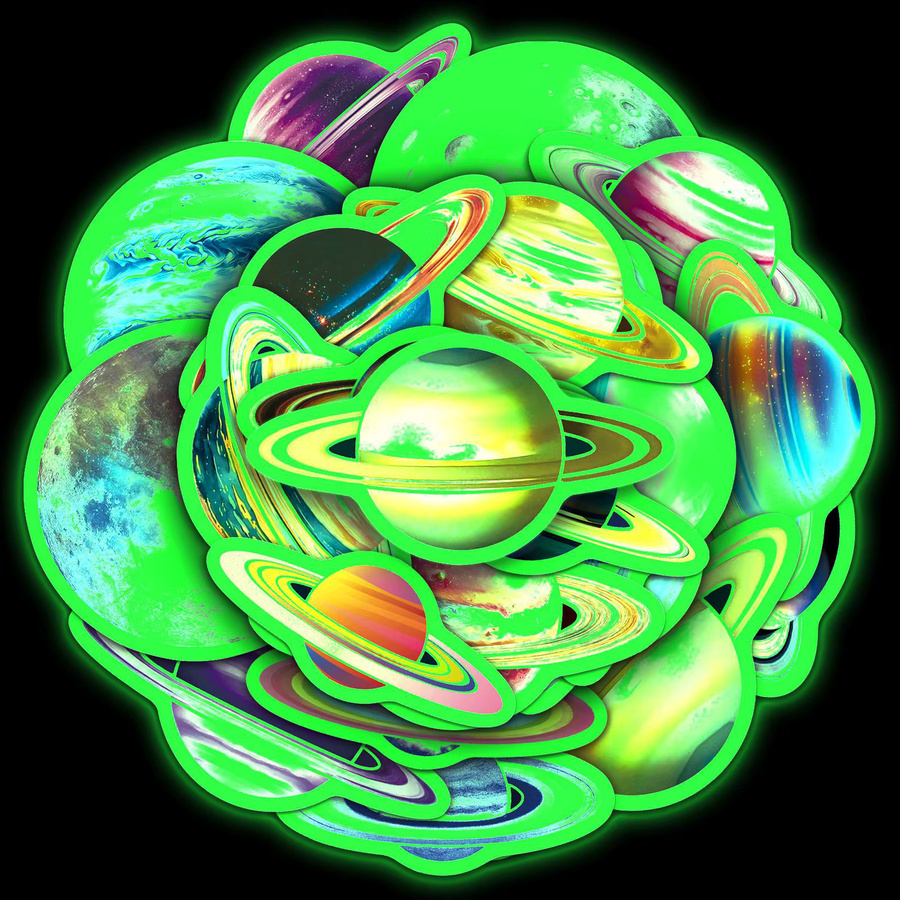 Bview Art 20 Stück Leuchtende Planeten-Aufkleber in Multicolour für Handyhüllen, Laptops und Notizbücher - Bild 4