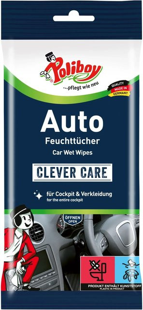Poliboy Auto Feuchttücher, antistatisch und streifenfrei, 20 Stück - Bild 1