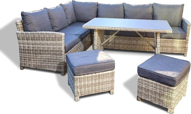 Home Deluxe Gartenmöbel-Set Bahia 6-tlg. aus Polyrattan und Aluminium in Anthrazit Grau inkl. Abdeckung - Bild 1