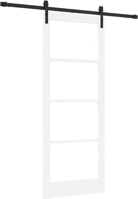 vidaXL Schiebetür ORKDAL in Weiß und Schwarz mit Glas und Holz, B: 83 cm, H: 211 cm - Bild 1