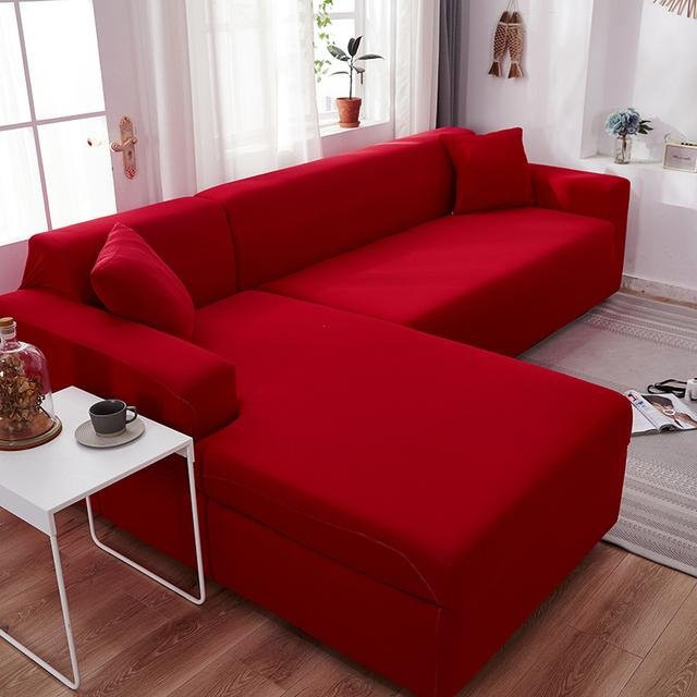 Housmife Ecksofa-Bezug aus elastischem Spandex für L-förmige Sofas, Rot, Medium (145-185 cm) - Bild 1