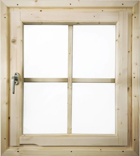 Karibu Fenster für 38mm Dreh-Kippbeschlag Naturbelassen mit Echtglas B: 69 cm, H: 80 cm - Bild 1