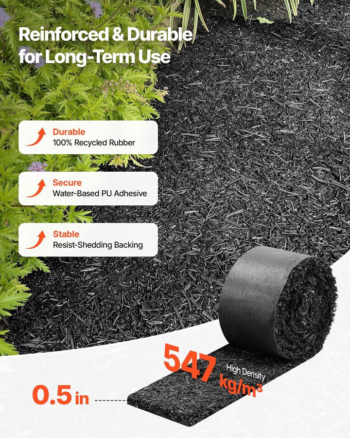 Buying Solutions MB Gummimulch-Mattenrollen Set aus 4 Rollen, Schwarz, Permanentes Mulch-Randband aus recyceltem Gummi mit Erdspießen, Breite: 11,5 cm, Länge: 305 cm - Bild 8