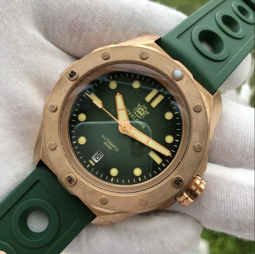 STEELDIVE Armbanduhr Automatik, Bronze, Herren, 46 mm, Silikon - Bild 3