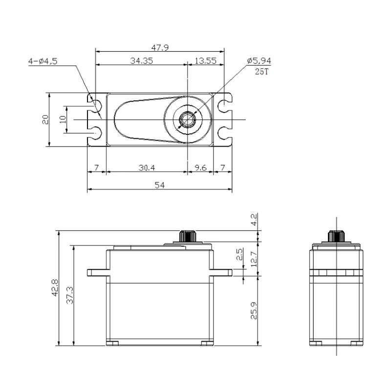 YIPINServo Baja-Servos, Digitalmotor mit Metallgetriebe, für RC-Cars im Maßstab 1/8 1/10 1/12 - Bild 2