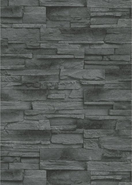 Erismann Vliestapete Stones in Dunkelgrau mit Naturmotiv - Bild 1