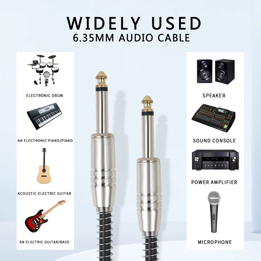 IRIN Gitarren-Audiokabel mit 6,35mm Stecker für E-Gitarre und Bass in Schwarz oder Silber - Bild 2