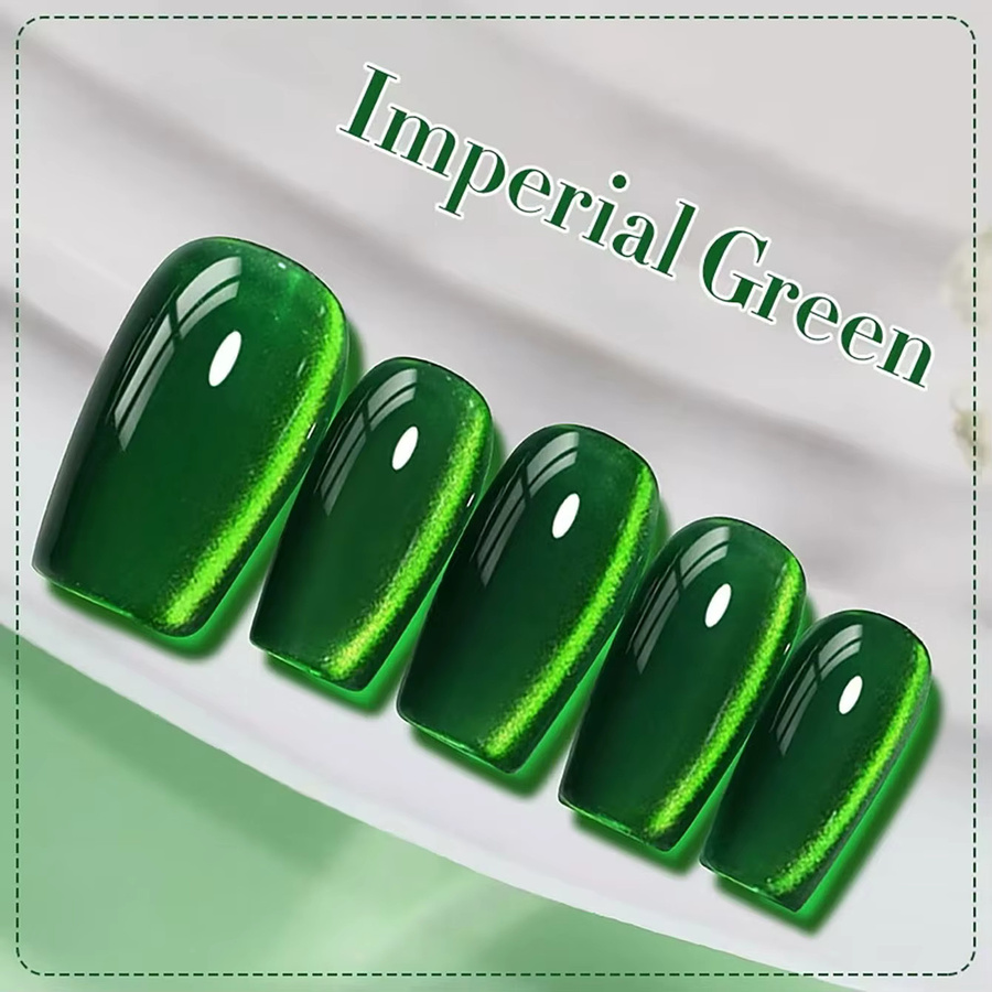 MIANEL NAIL Imperial Green Magnet Gel Nagellack, Emerald Cat Eye - Bild 2