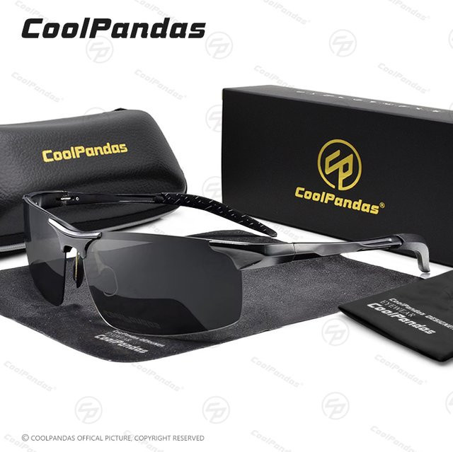 CoolPandas Sonnenbrille, randlos, Aluminium, schwarz, polarisiert, Herren - Bild 1