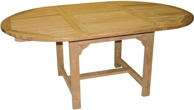 Lex Premium Teak Ausziehtisch Oval in Braun als Gartentisch für Garten, Balkon oder Terrasse - Bild 1