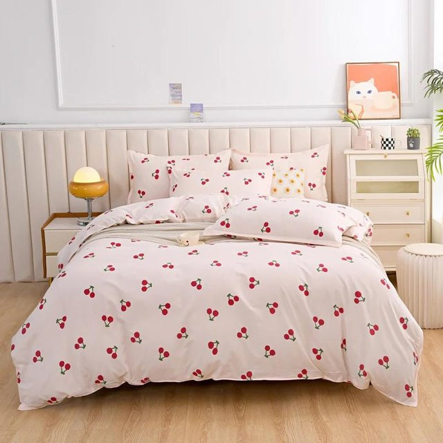 Erdbeer-Bettwäsche-Set Rosa Kawaii mit Deckenbezug und 2 Kissenbezügen, weich und wendbar, B/H: 150 x 200 cm - Bild 1