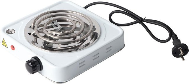 TOMTOP JMS Elektroherd mit 1000W Leistung, weiße Kochplatte aus Edelstahl und Metall - Bild 1