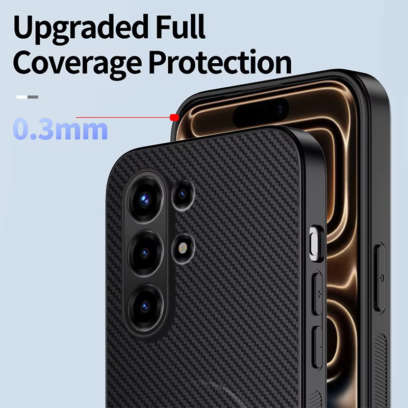 Business Premium Schutzhülle mit Carbonfaser-Muster und Magnet-Ständer für Infinix Itel S26 Ultra und S25 Ultra, Stoßfest und Schlank, Schwarz oder Lila - Bild 5