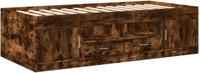 vidaXL Tagesbett mit Schubladen in Räuchereiche, Farbe Braun, B/T/H: 90 x 190 cm (ohne Matratze) - Bild 1