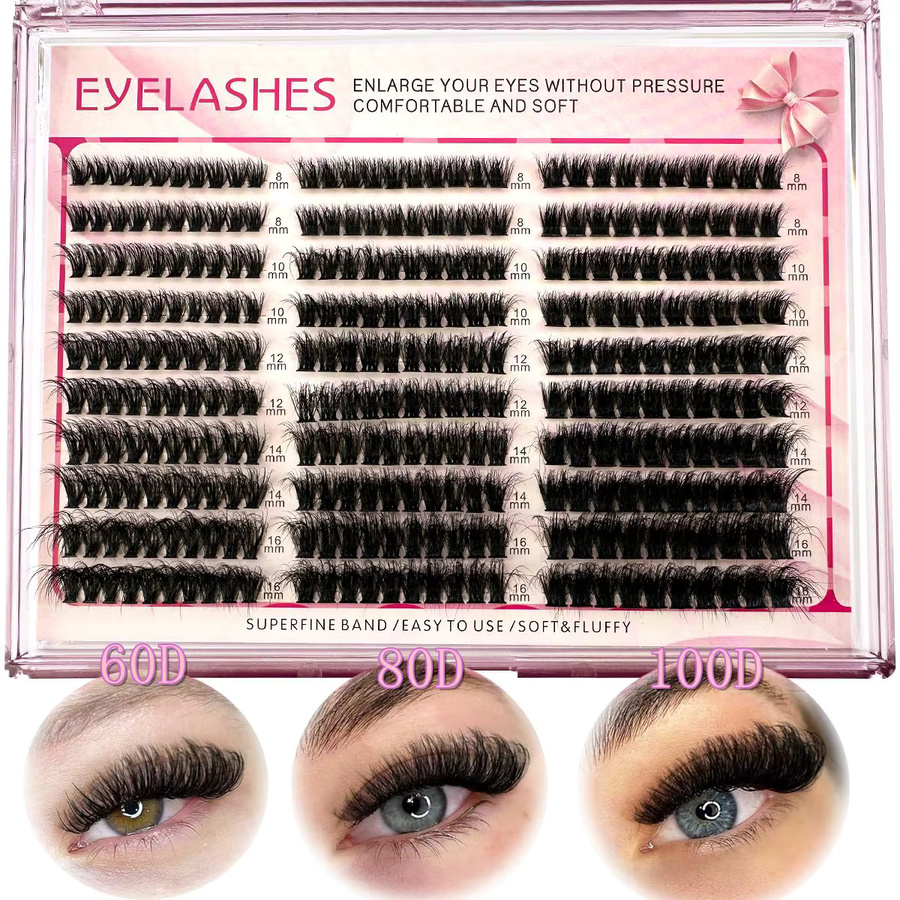 AMSDCN Cluster-Wimpernverlängerung, 30 Reihen, 8–16 mm, Wispy, Unisex - Bild 3