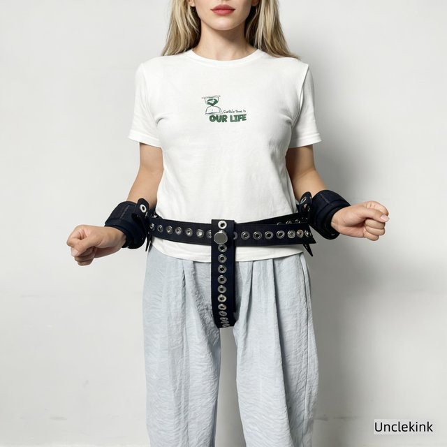 Sicherheitsfesseln für Patienten, schwarze Baumwollmanschetten mit Magnetverschluss, Taillen- und Hüftfixierungsset, Unisex - Bild 1