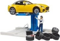 Bruder PKW Service Center Werkstatt Set mit Roadster in Gelb - Bild 1
