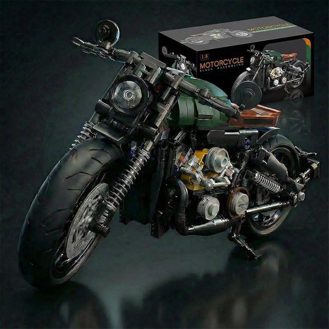 Retro Cruiser Motorrad MOC, Bausteine Set, 1:8, ab 14 Jahren - Bild 1