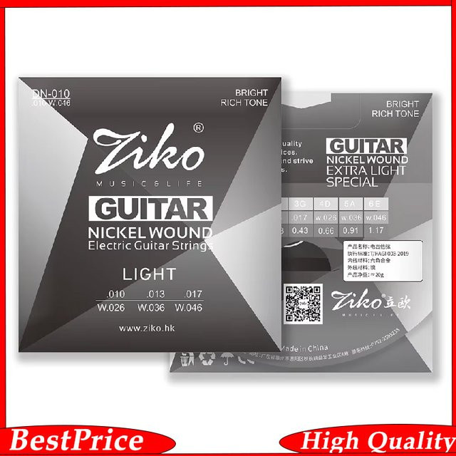 Ziko DN-010 E-Gitarrensaiten mit Hexagon-Legierungskern in Silber - Bild 1
