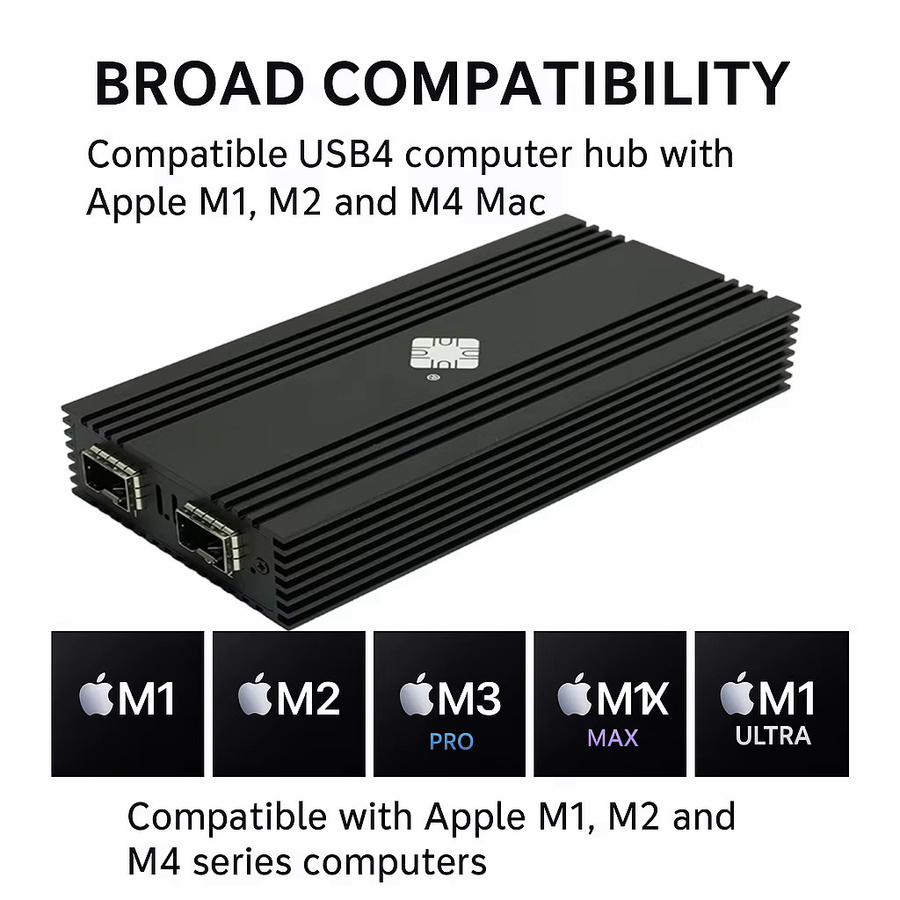 Lekuo Dual Port 10G SFP+ Netzwerkkarte mit Intel 8259ES Chip, USB4 und Thunderbolt 5/4/3 kompatibel, Schwarz - Bild 2